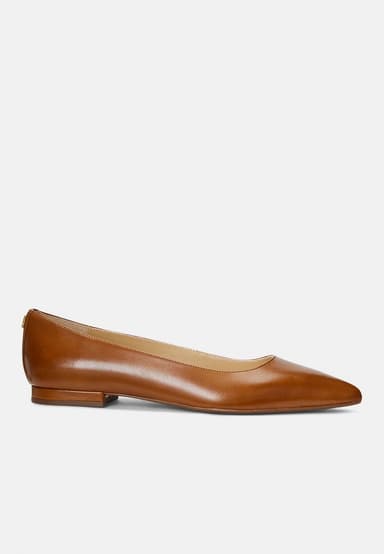 Lauren Ralph Lauren LONDYN BURNISHED LEATHER BALLET FLAT Women - deep saddle tan